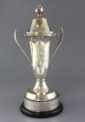 A 1980's horse racing related silver two handled presentation cup "The Jack Holmes Trophy", with