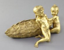 Raoul Larche (1860-1912). An early 20th century gilt bronze group of two children beside a large