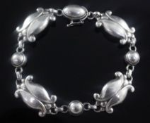 A Georg Jensen Danish sterling silver "Moonlight Blossom" bracelet, no.11, 19cm.