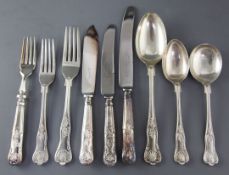 A 20th century part canteen of silver King's pattern cutlery by Viners Ltd, comprising fifty five