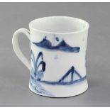 A rare Worcester 'Willow Root' pattern small mug, c.1753, with spreading base and grooved handle,