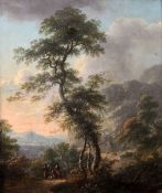 Attributed to Johann Christian Vollaert (1708-1769)oil on canvasTravellers in a landscapeinscribed
