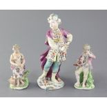 Three Derby figures, c.1770-5, the largest modelled as a standing Turkish man, pad marks, 21cm,