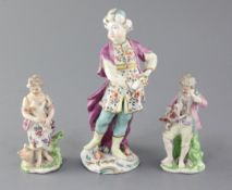Three Derby figures, c.1770-5, the largest modelled as a standing Turkish man, pad marks, 21cm,