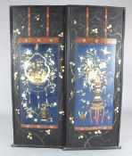 A pair of Japanese Shibayama panels, late 19th century, inlaid in ivory, bone and mother-of-pearl