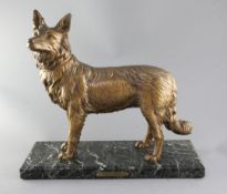 Demetre. H. Chiparus (1886-1947). A gilt bronze model 'Chien Policier', with title plaque, on