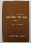 A Wisden Cricketers' Almanack for 1921, with original brown hardback binding and gilt lettering