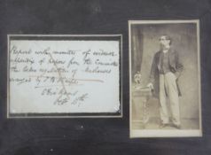 Dickens, Charles. An Autograph note, in ink, 6 x 9cm, dated October, 13th "Report with minutes of