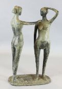 § David Wynne (1926). A bronze garden statue 'Sisters', signed and numbered 4/6, H.3ft 8in.