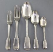 A part service of Victorian silver fiddle and thread pattern flatware by Elizabeth Eaton, comprising