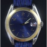 A gentleman's stainless steel and gold plated Eterna-Matic Kontiki 1958 automatic wrist watch, the