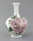 A Japanese porcelain bottle vase, c.1900, by Makuzu Kozan I (1860-1916) painted in underglaze