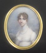 Attributed to Anne Mee (1760-1851)oil on ivoryMiniature head and shoulders portrait of a young