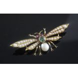 A Victorian style gold and multi gem set bug brooch, 2in.