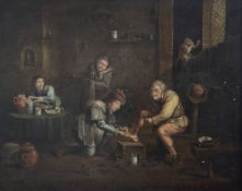 After Adriaen Brouweroil on wooden panelInterior with a surgeon attending to a man's foot15.5 x 19.