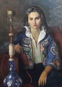 § Max Moreau (1902-1992)oil on canvasTurkish woman smoking a huqqa pipesigned32 x 23.5in.