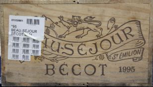 A case of twelve bottles of Chateau Beau-Sejour Becot, Saint Emilion, 1995, in original wooden