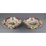 A rare pair of George Grainger & Co. Worcester topographical low footed dessert dishes, c.1846, each
