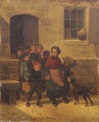 Louis Simon Cabaillot Lassalle (1810-1870)oil on wooden panelChildren leaving the school