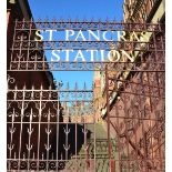 A pair of cast iron gates made from the railing panels at St Pancras Station, H.9ft W.6ft.These