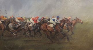 § Peter Biegel (1913-1988)oil on canvasThe Cambridgeshire 1949 - Three furlongs to go!signed20 x