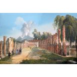 Neapolitan SchoolgouacheDoric columns near the theatre, Pompeii, with strolling figuresoverall 19.