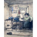 Heinrich Zille (1858-1929)watercolour and charcoalKitchen interiorsigned10 x 7.75in.