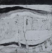 Padraig Macmiadhachain, R.W.A. (Irish, b. 1929)oil on boardFossils in the white chalk cliffs,