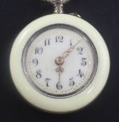 A 20th century Swiss 800 standard silver gilt and enamel keyless fob watch, with Arabic dial and