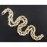 An early 20th century American? 10ct gold fancy oval link chain, 66cm, 56.5 grams.