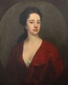 18th Century English Schooloil on canvasPortrait of a lady wearing a red dress30 x 25in.