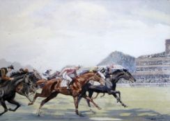 § Charles Walter Simpson (1885-1971)gouacheThe Coronation Stakes, Royal Ascot, 1928signed21 x 30in.
