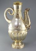 A large Elkington electrotype copy of a German 16th century flagon, of baluster form, with