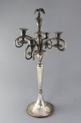 A late 19th/early 20th century Austro-Hungarian 800 standard silver four branch five light