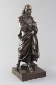 After Etienne Marin Melingue. A 19th century French bronze figure of the dramatist Pierre Corneille,