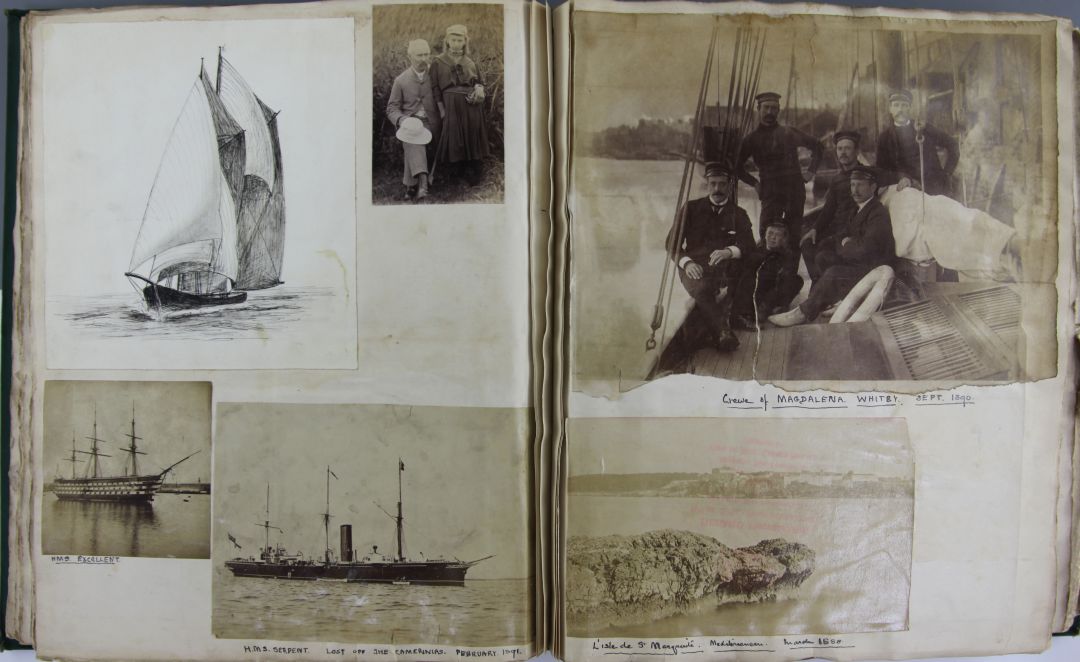 George Herbert Poulden Joygroup of watercoloursShipping around Whitby housed in an album with