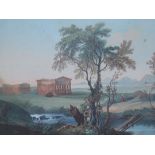 Neapolitan Schoolset of three gouacheViews of the Bay of Naples and temple ruins11 x 16.5in.