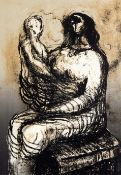 § Henry Moore (1898-1986)lithographMother with child on lap, 1985Gold Mark label verso16 x 12in.