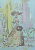 Cecil Beaton (1904-1980)watercolourStudy of an elegant lady in a drawing room, signed with