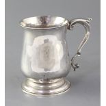 A George III silver baluster mug by William Shaw II, with engraved initials to the scroll handle,