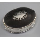 A late 18th / early 19th century white metal tortoiseshell and silver piqué snuff box, initialled