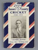 Gaston, Alfred J. "Leather Hunter" - Sussex County Cricket 1728-1923, original wraps, title page