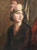 § Sir Robin Guthrie (1902-1971)oil on canvasPortrait of a lady wearing a ribboned hatsigned17 x
