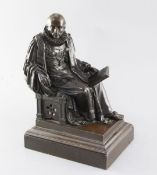 After Jean-Baptiste Pigalle. A 19th century bronze figure of French skeptic Miguel de Montaigne (