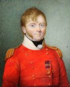 English School c. 1814, possibly Alexander Gallawayoil on ivoryPortrait miniature of Major Arthur