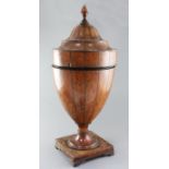 A George III inlaid satinwood urn shaped cutlery box, height 26in.