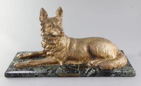 Demetre. H. Chiparus (1886-1947). A bronze model 'Chien Policier', on green marble plinth, width