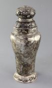 A mid 20th century Hungarian 800 standard silver cocktail shaker, of inverted baluster form, the