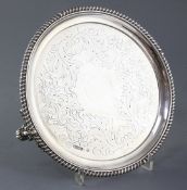 An early Victorian silver salver by Richard Pierce & George Burrows, with engraved foliate