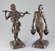 Emilé Pinedo and Marcel Debut (French, 1840-1916). A pair of bronze Orientalist figures, Porteur D'